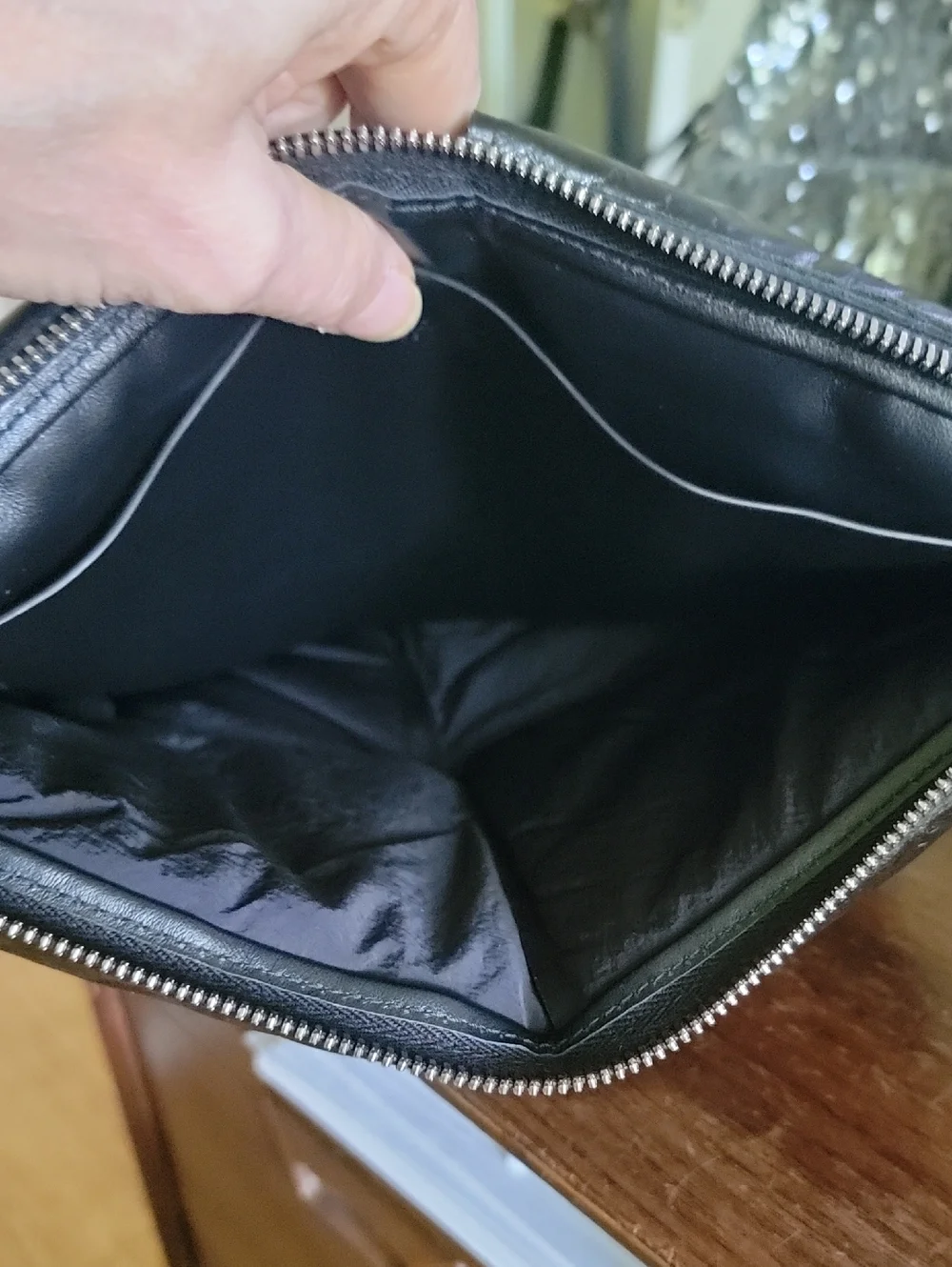 Bottega Veneta Black Quilted Leather Puffy Wristlet Pouch